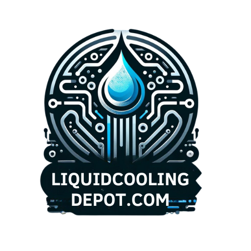 Liquid Cooling Depot Logo, featuring a series of blue liquid cooling tubes surrounding a blue water droplet.